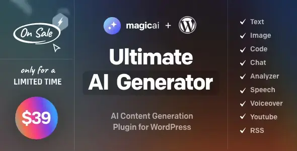 MagicAI for WordPress - AI Text, Image, Chat, Code, and Voice Generator