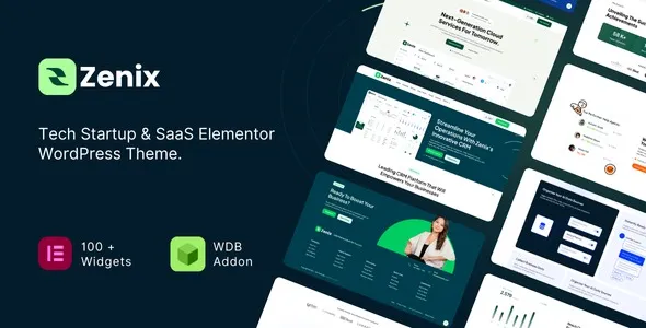 Zenix  – Tech Startup & SaaS Elementor WordPress Theme