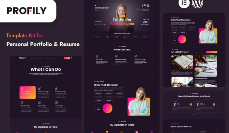 Profily - Personal Portfolios & Resume Elementor Template Kit