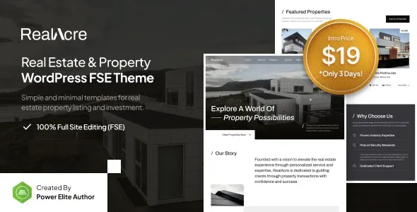 RealAcre  - Real Estate & Property Full Site Editing WordPress Theme