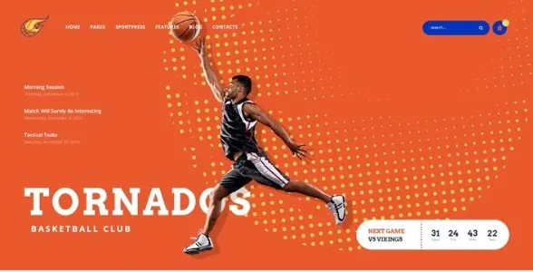 Tornados  - Basketball NBA Team WordPress Theme
