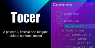 Tocer – table of contents maker WordPress plugin