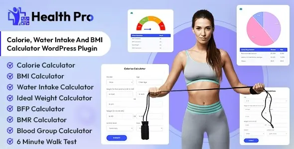 Health Pro - Calorie, Water Intake and BMI Calculator WordPress Plugin
