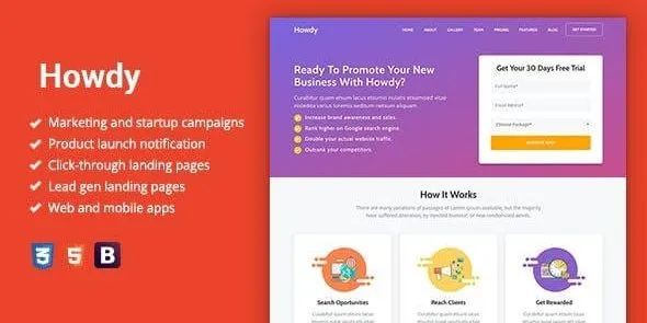 Howdy - Multipurpose High-Converting Landing Page WordPress Theme