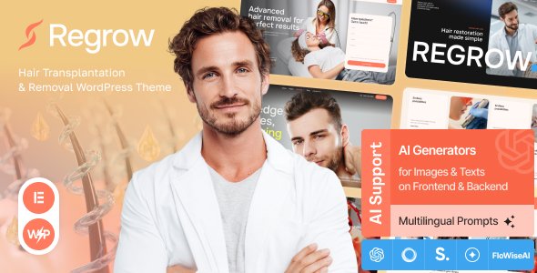 Regrow – Hair Transplantation & Removal WordPress Theme