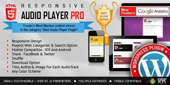 Responsive HTML5 Audio Player PRO